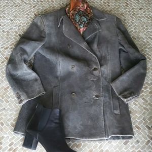 🔥2/HP🔥 on hold not for sale 🍭Calvin Klein collection gray lamb skin coat, sz S